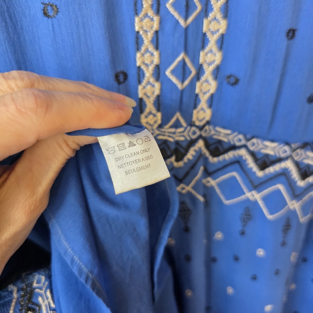 Hale Bob Blue Geometric Long Sleeve Dress - Picture 13 of 13